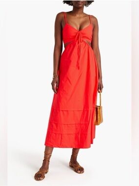 NICHOLAS Red Baylee Cutout Dress 100% Cotton